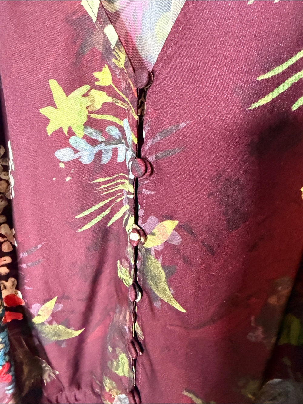 Parker Floral Cinch-Waist Silk Blouse Size Medium - Picture 3 of 4
